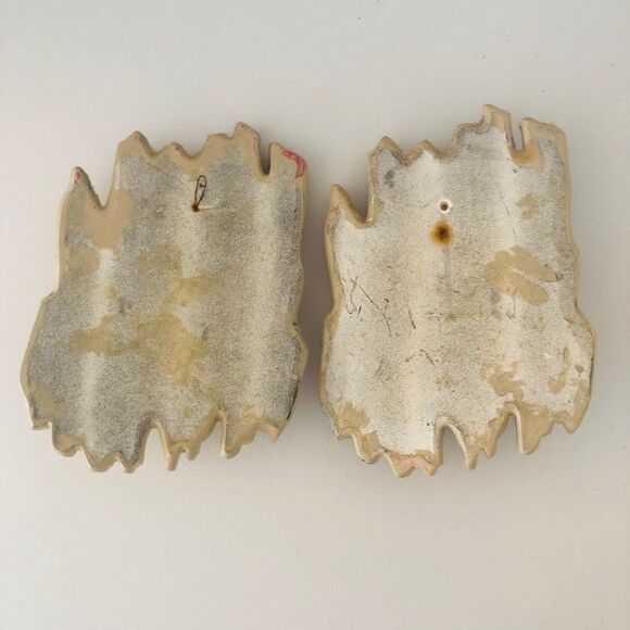 2 Floral Chalkware 3-D Wall Hangings MCM Hand Painted Gold Mid-Century Decor - Picture 9 of 10